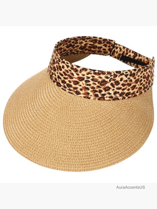 Wide Brim Straw Visor Sun Hat UPF 50+ Packable Beach Cap main image 7